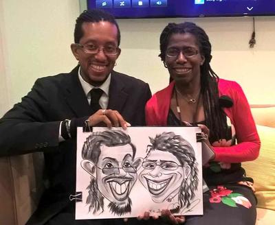 Black couple caricaturist
