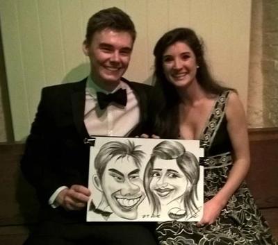 Caricature artist at students ball