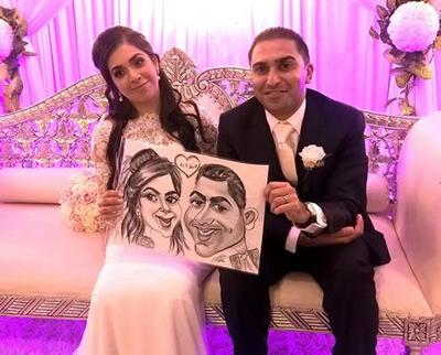 Wedding Caricature of  bride and groom