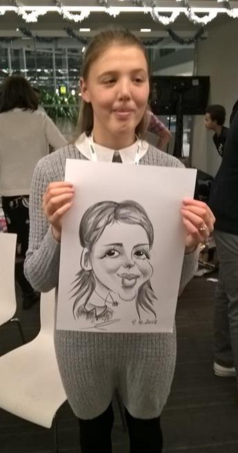 Caricaturist draw Smiling girl