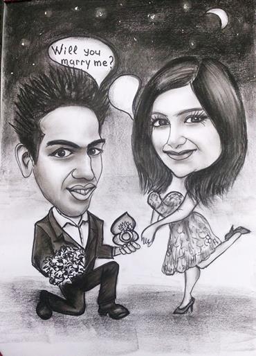 Engagement drawing by Alex caricaturist