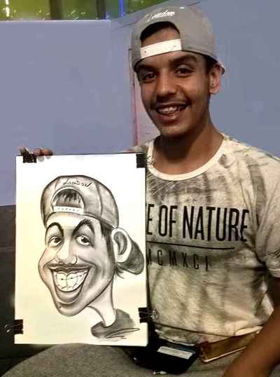 Caricature artist Guy with braces