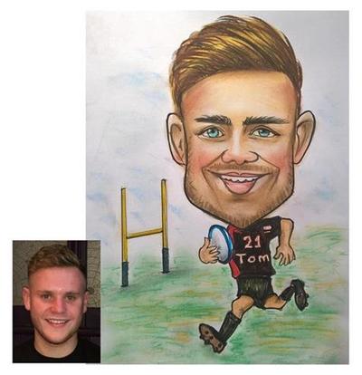 Rugby birthday present caricaturist