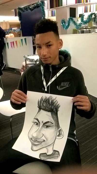 Caricaturist drawn Serious boy